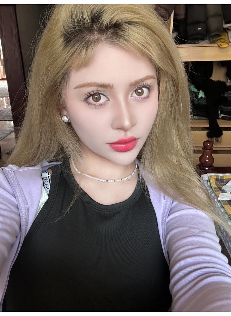 ARUWA عدسات لاصقة ملونة بنية للشاي البارد سنوية، عدسات لاصقة تجميلية للجنسين، عدسات طبيعية عصرية، عدسات لينة تحتوي على 40% ماء، قطر العدسة 14.2 مم - Image 2