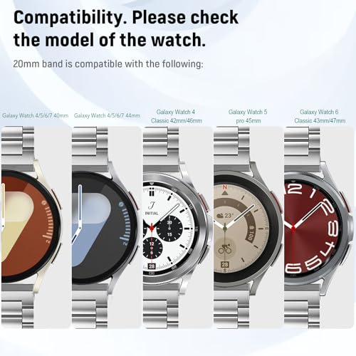 SPGUARD Band Compatible with Samsung Galaxy Watch 7 6 5 4 Band 40mm 44mm 45mm/Watch 6 4 Classic 42mm 46mm 43mm 47mm,Metal Stainless Steel Bands Strap Men Women,NOT for Galaxy Watch Ultra 47mm(2024) - Image 2