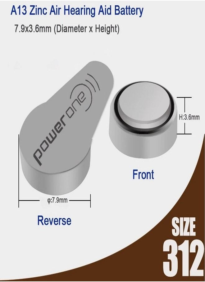 Power One 1.45V Original High Level Hearing Aid Batteries P312 Pack Of 60 Pieces  - Image 3