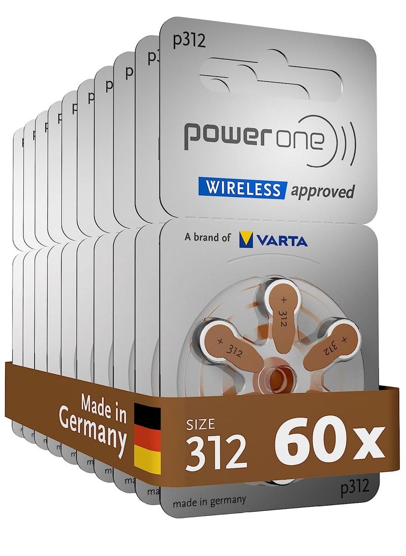 Power One 1.45V Original High Level Hearing Aid Batteries P312 Pack Of 60 Pieces  - Image 2