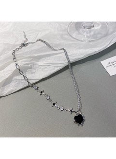 Generic South Korea Silver Titanium Steel Necklace For Girls Versatile High Sense Niche Pearl Butterfly Pendant Clavicle Chain Jewelry 