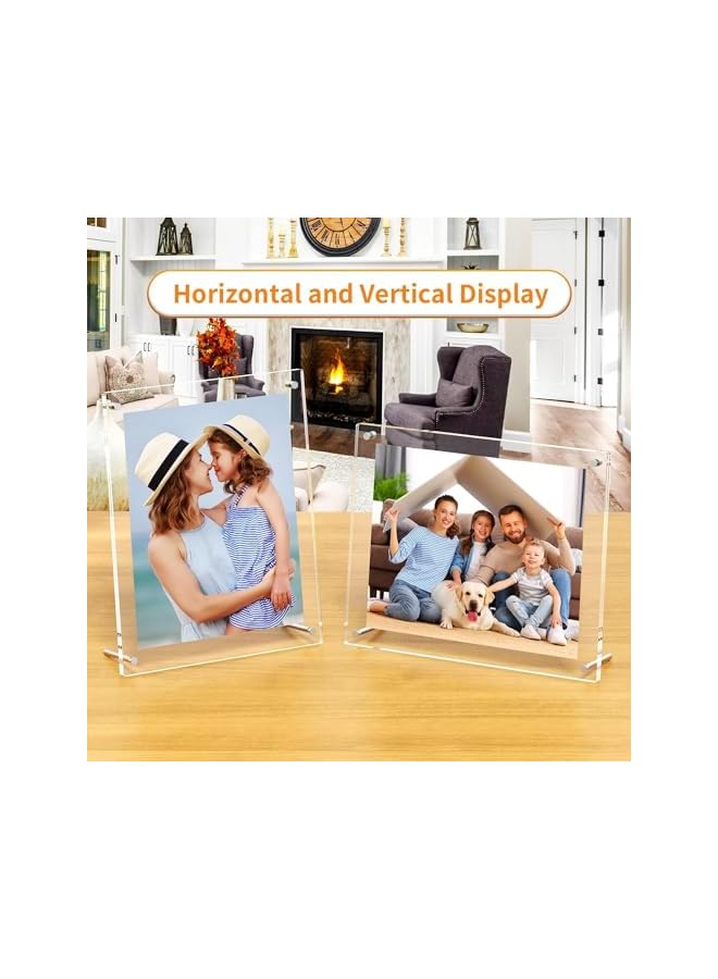 The Bros إطار صور أكريليك شفاف، إطار صور أكريليك عالي الوضوح بحجم A4، 21x30 سم، إطارات صور أكريليك أنيقة مع قاعدة، إطار طاولة أكريليك مزدوج الجوانب للمنزل والمكتب - Image 3