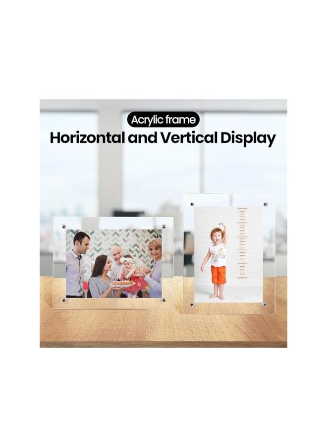 The Bros إطار صور أكريليك شفاف، إطار صور أكريليك عالي الوضوح بحجم A4، 21x30 سم، إطارات صور أكريليك أنيقة مع قاعدة، إطار طاولة أكريليك مزدوج الجوانب للمنزل والمكتب - Image 4