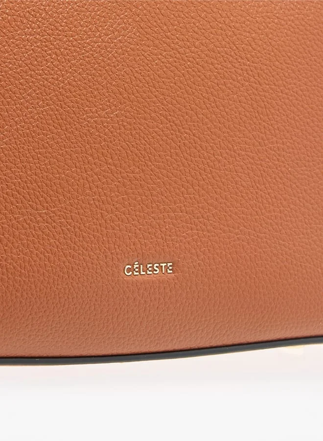 سيليست Women Solid Tote Bag with Detachable Strap and Zip Closure