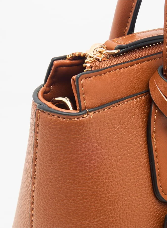 سيليست Women Solid Tote Bag with Detachable Strap and Zip Closure