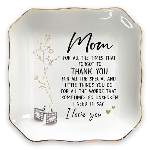OASSIE Mothers Day Gifts for Mom 4x4 Ceramic Jewelry Dish Tray Mothers Day Thank You Birthday Gifts for Mom Mother in Law Mama Grandma from Daughter Son Mama Gift Moms Gift Jewelry Dish Moms - Image 1