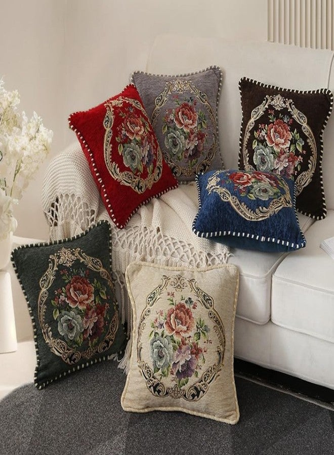 Qupace Set of 2 Blue Vintage Embroidered Throw Pillow Covers for Sofa Couch, Cushion Covers 18x18 inch Headboard Pillow Euro Sham Covers for Living Room - Image 2
