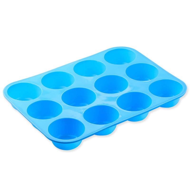 Amison Silicone Muffin Tray 12 Cups Amison Silicone Cookies Cupcake Bakeware Tin Soap Tray Mould Non Stick Muffin Pan BPAFree Dishwasher Safe