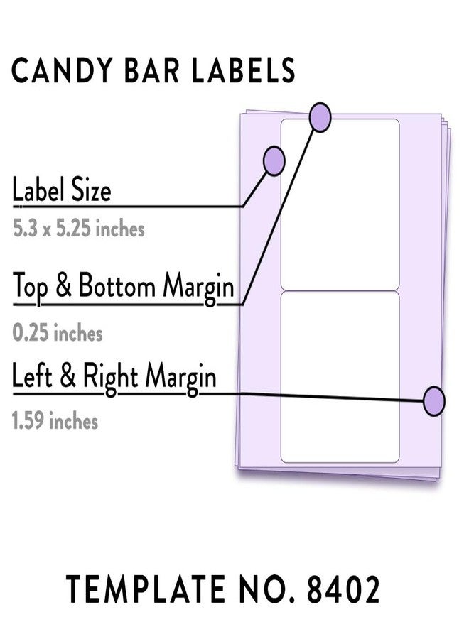 Dashleigh 20 Printable Candy Bar Wrappers - Custom Labels 5.3x5.25 inches for Inkjet & Laser - Sticker Paper for Party Favors, Wedding & Birthday (5.3 x 5.25 in., 20, Count) - Image 2