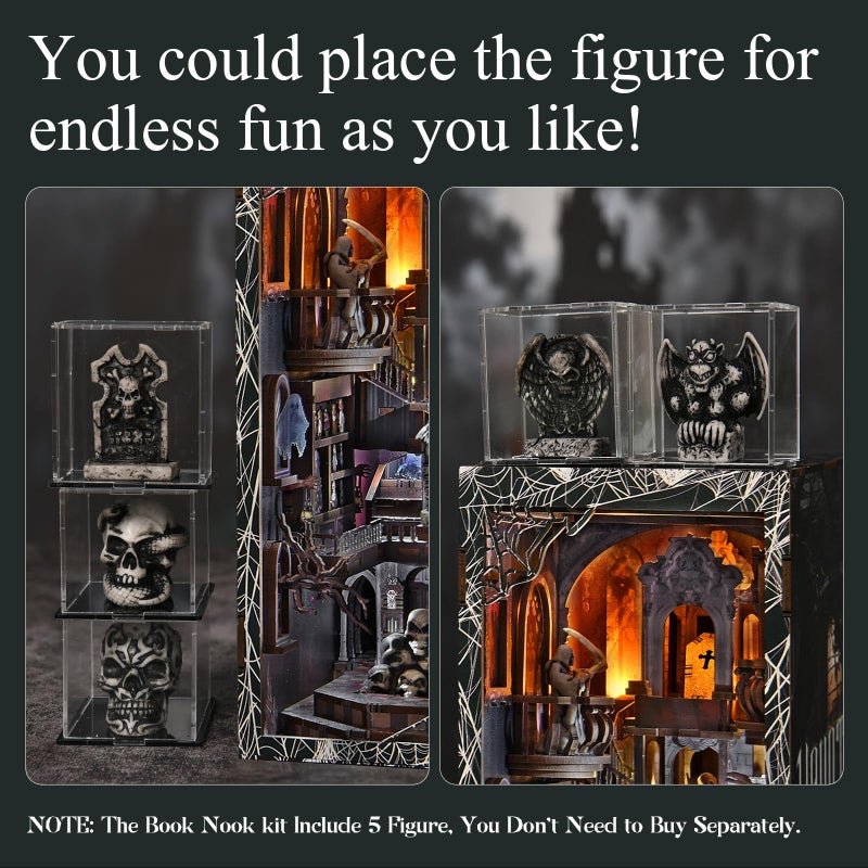 CCCDF Book Nook Kit, DIY Miniature Dollhouse, Library Booknook Kit Bookend Bookshelf with LED Light for Adults Teens (Haunting Relics) - Image 3