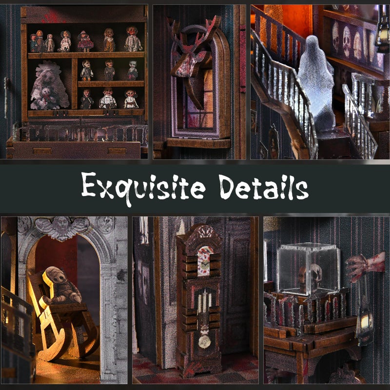 CCCDF Book Nook Kit, DIY Miniature Dollhouse, Library Booknook Kit Bookend Bookshelf with LED Light for Adults Teens (Haunting Relics) - Image 4