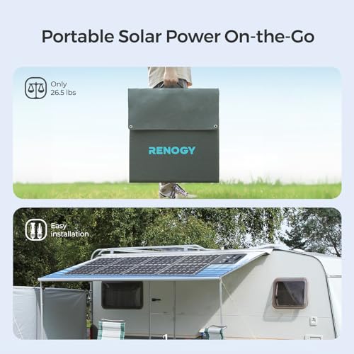 Renogy 400W Portable Solar Panel Foldable Monocrystalline Solar Blanket, Huge Power Solar Panel, Sunpower Solar Cells 23.7% High Efficiency for Power Station Outdoor Camping RV Solar Generator - Image 5