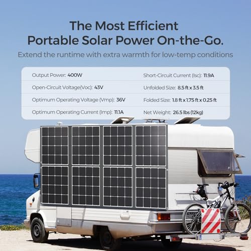 Renogy 400W Portable Solar Panel Foldable Monocrystalline Solar Blanket, Huge Power Solar Panel, Sunpower Solar Cells 23.7% High Efficiency for Power Station Outdoor Camping RV Solar Generator - Image 2