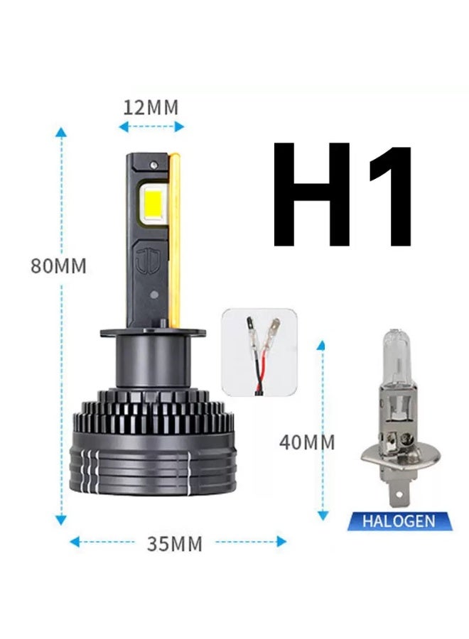 مصباح سيارة LED Y15-H1، مناسب لمصابيح H1 وH7 وH11 و9005 وH4، بإضاءة بيضاء 6500 كلفن، ترقية للمصابيح الأمامية من 80 واط إلى 130 واط، تبريد من الألومنيوم المستخدم في صناعة الطيران. - Image 1