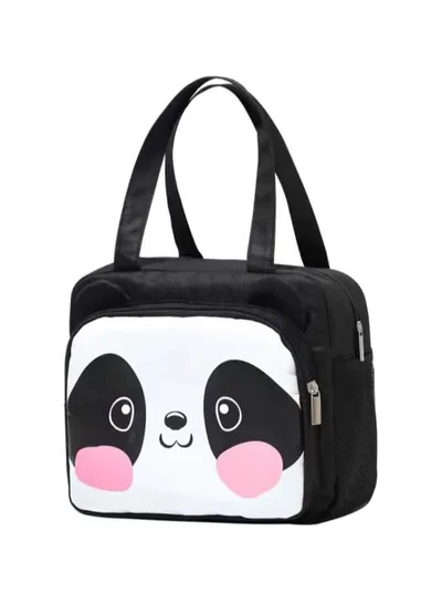 Mobcos Cute Animal Panda Design Lunch Bags Small Cooler Bag Leak Proof Lunch Tote Hand bag Aluminum Foil And Water Proof For Kids and Adults Easy To Carry (Black)