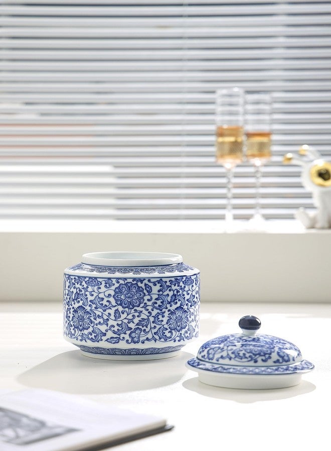 GaLouRo Blue and White Ginger Jar, Chinoiserie Vase, Small Chinoiserie Porcelain for Home Décor, Ginger Jar Vase Decor for Living Room, Shelf, Table, 7.5”H - Image 3