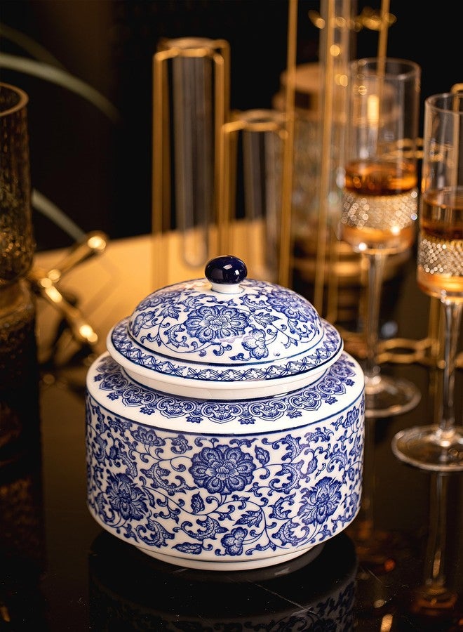 GaLouRo Blue and White Ginger Jar, Chinoiserie Vase, Small Chinoiserie Porcelain for Home Décor, Ginger Jar Vase Decor for Living Room, Shelf, Table, 7.5”H - Image 2