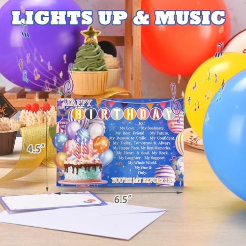 Venhoo Birthday Card for Husband Wife with Lights & Music, Sweet 3D Birthday Cards for Men Women, Romantic Happy Birthday Card for Boyfriend Girlfriend, Musical Bday Greeting Love Card Gifts for Him Her - Image 3
