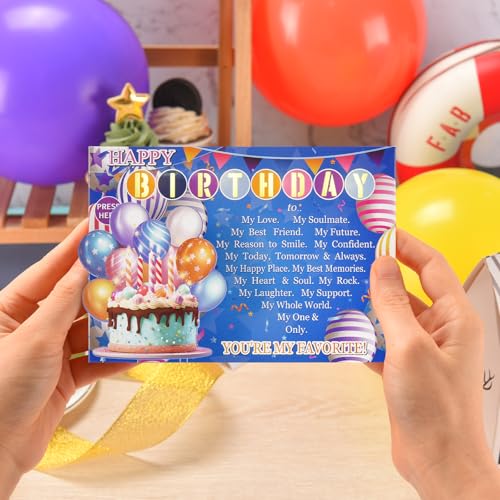 Venhoo Birthday Card for Husband Wife with Lights & Music, Sweet 3D Birthday Cards for Men Women, Romantic Happy Birthday Card for Boyfriend Girlfriend, Musical Bday Greeting Love Card Gifts for Him Her - Image 4