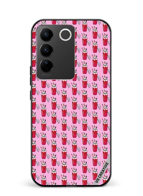Protective Case Cover For Vivo V27 Pro Ice Cream Glass Drink Design Multicolour