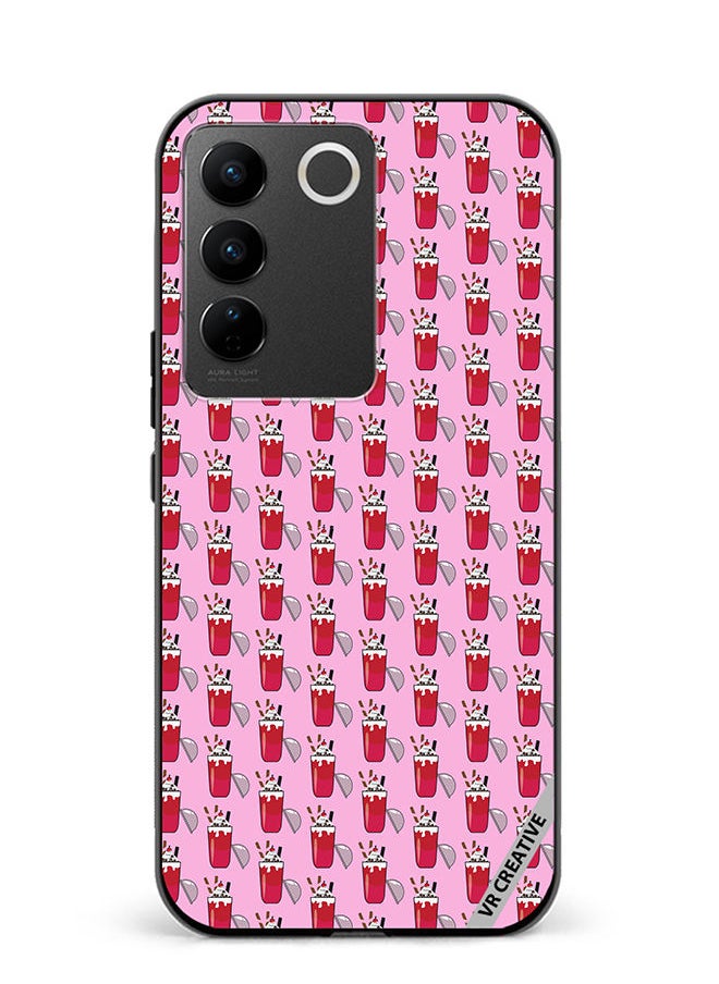 Protective Case Cover For Vivo V27 Pro Ice Cream Glass Drink Design Multicolour