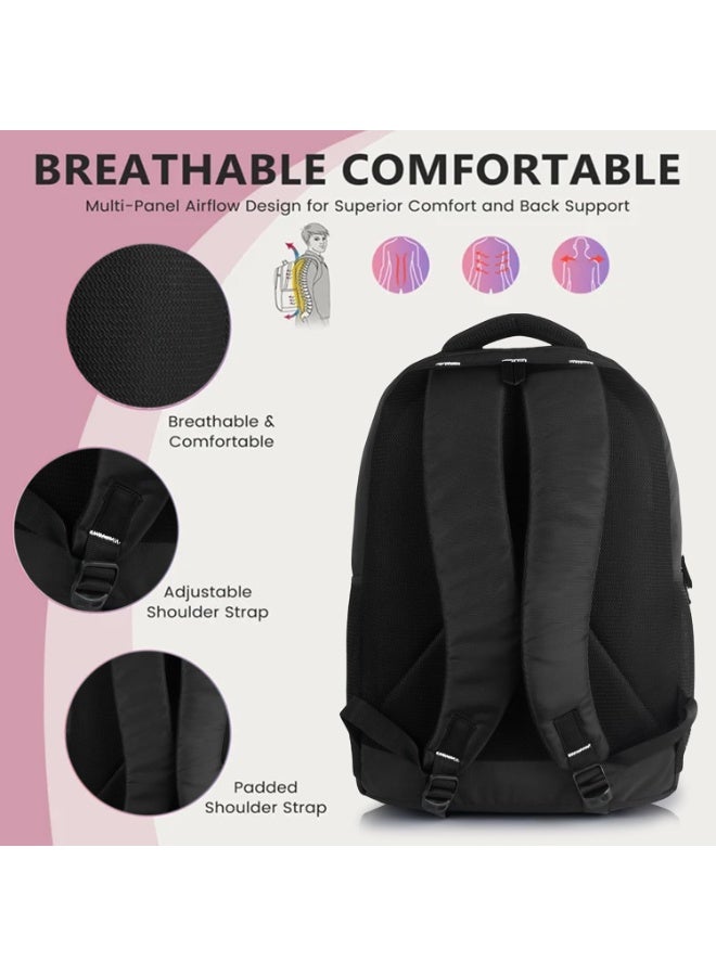 هاف مون Half Moon Samurai College School Backpack Bag for Boys Men | Laptop Bagpack for Man | 3 Zips Stylish And Trendy Bags for Students use with Laptop Compartment & Small Pockets inside (Black & Red) - Image 3