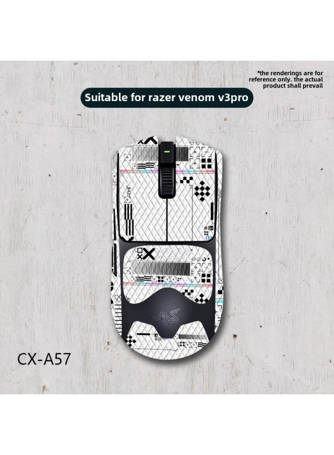 Suitable For Poison Viper V3pro Professional Edition Mouse Anti-Slip Sticker Full Bag With Back Sticker Sweat Absorbing Anti-Slip Lizard Skin For Wholesale-Color:Poison Viper V3pro-CX-A57/White Diamond-All-inclusive - Image 1