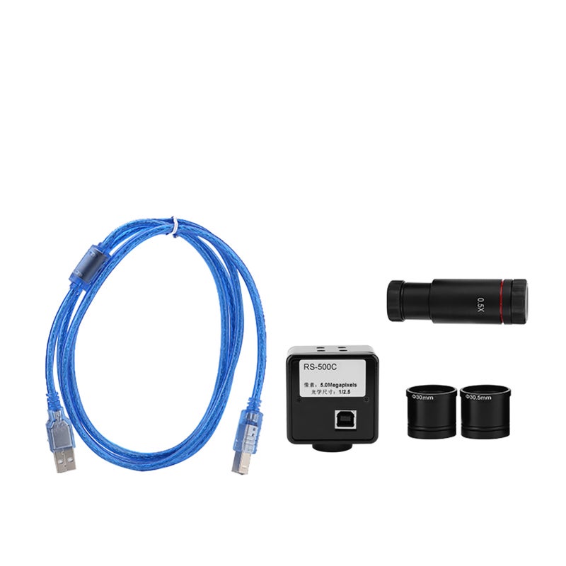 الكاميرا الرقمية المجهرية 5 ميجابكسل USB 2.0 - نقل بيانات عالي السرعة 480 ميجابت/ثانية - مستشعر CMOS بمساحة مصفوفة كبيرة - محول عدسة عينية CCD بقوة 0.5X لتصوير المجهر صوراً وفيديو - Image 3