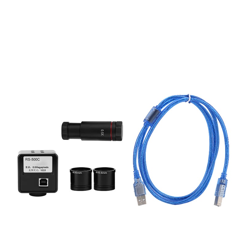 الكاميرا الرقمية المجهرية 5 ميجابكسل USB 2.0 - نقل بيانات عالي السرعة 480 ميجابت/ثانية - مستشعر CMOS بمساحة مصفوفة كبيرة - محول عدسة عينية CCD بقوة 0.5X لتصوير المجهر صوراً وفيديو - Image 4