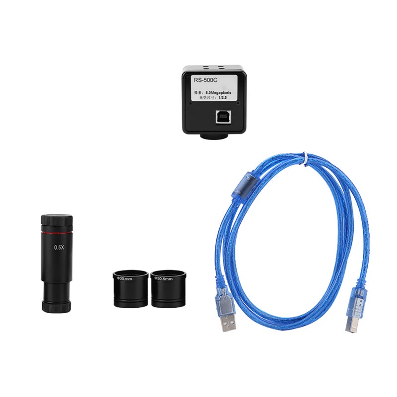 الكاميرا الرقمية المجهرية 5 ميجابكسل USB 2.0 - نقل بيانات عالي السرعة 480 ميجابت/ثانية - مستشعر CMOS بمساحة مصفوفة كبيرة - محول عدسة عينية CCD بقوة 0.5X لتصوير المجهر صوراً وفيديو - Image 5