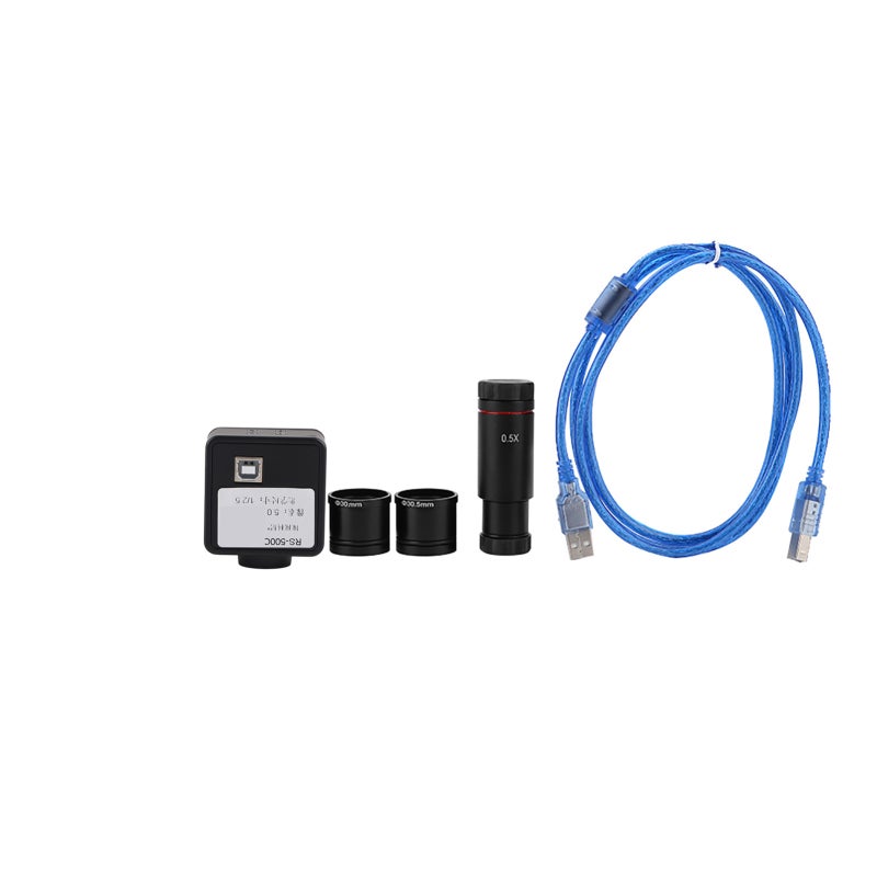 الكاميرا الرقمية المجهرية 5 ميجابكسل USB 2.0 - نقل بيانات عالي السرعة 480 ميجابت/ثانية - مستشعر CMOS بمساحة مصفوفة كبيرة - محول عدسة عينية CCD بقوة 0.5X لتصوير المجهر صوراً وفيديو - Image 1
