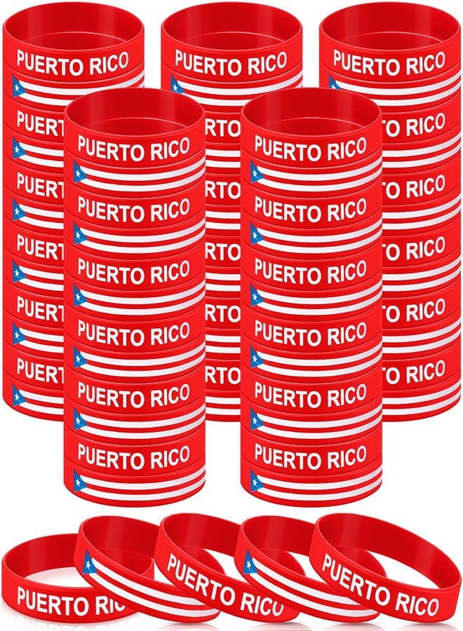 Leitee 60 Pcs Puerto Rico Bracelets Puerto Rico Souvenirs Gifts Silicone Pr Flag Party Favors Rubber Wristbands Bulk for Pr Patriotic Anniversary Veterans Day National Day - Image 1