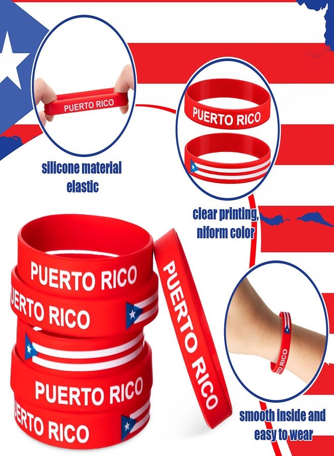Leitee 60 Pcs Puerto Rico Bracelets Puerto Rico Souvenirs Gifts Silicone Pr Flag Party Favors Rubber Wristbands Bulk for Pr Patriotic Anniversary Veterans Day National Day - Image 4