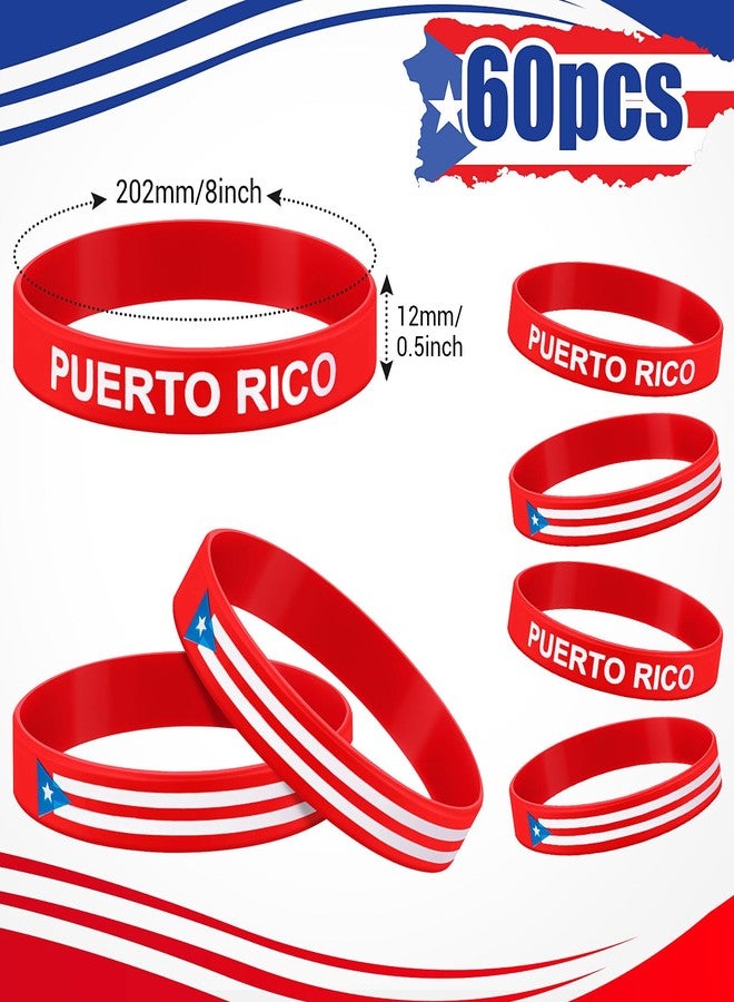 Leitee 60 Pcs Puerto Rico Bracelets Puerto Rico Souvenirs Gifts Silicone Pr Flag Party Favors Rubber Wristbands Bulk for Pr Patriotic Anniversary Veterans Day National Day - Image 5