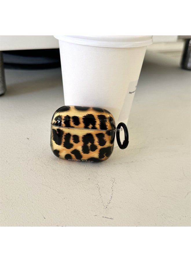 Generic - Retro Leopard Print Airpods Pro4 Generation Headset Protective Cover For Apple Wireless Bluetooth Headset 3 Generation/Pro2-Color:Imd Headphones Brown Leopard Print + Ring-Applicable Models:Airpods Pro2 - Image 1