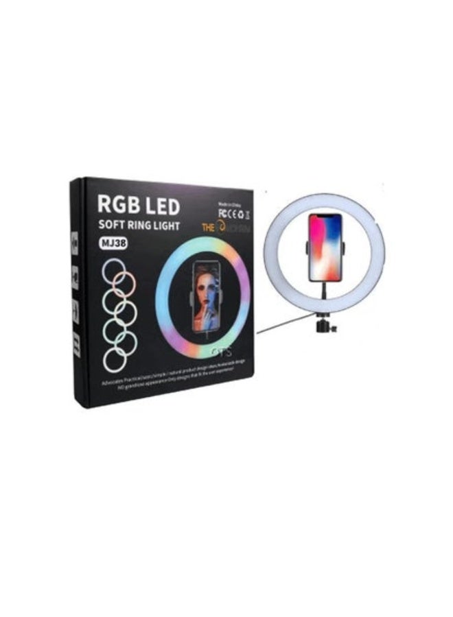 مصباح حلقي MJ-38 RGB LED حلقي 38 سم مع حامل ثلاثي القوائم - Image 1