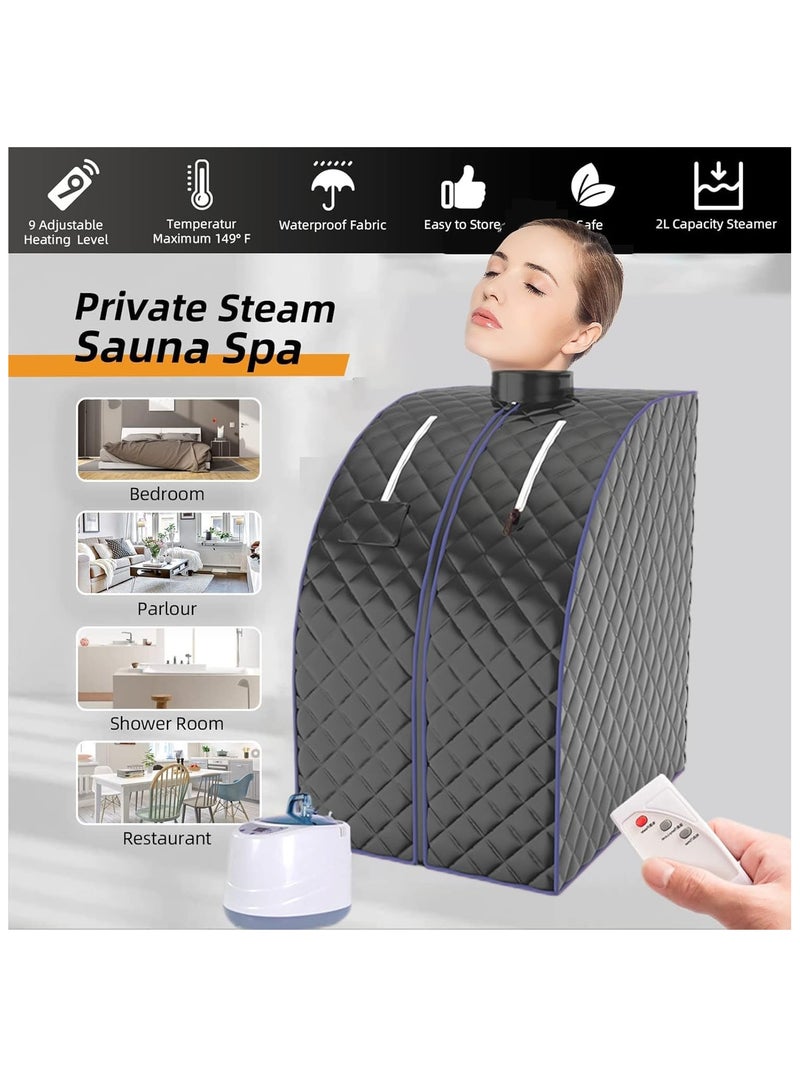 أكسبيه ساونا بخارية محمولة 1000 واط للمنزل – خيمة شخصية كاملة الحجم مع تحكم عن بعد، 9 مستويات حرارة، تسخين سريع، كرسي قابل للطي للاسترخاء وإزالة السموم - Image 3