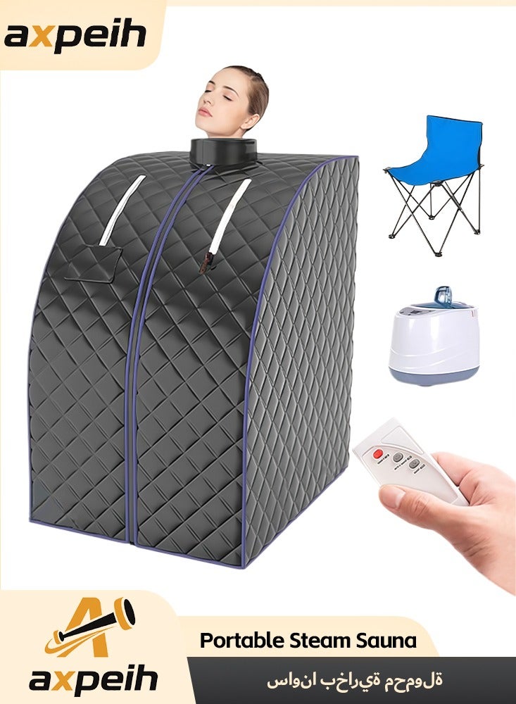 أكسبيه ساونا بخارية محمولة 1000 واط للمنزل – خيمة شخصية كاملة الحجم مع تحكم عن بعد، 9 مستويات حرارة، تسخين سريع، كرسي قابل للطي للاسترخاء وإزالة السموم - Image 1