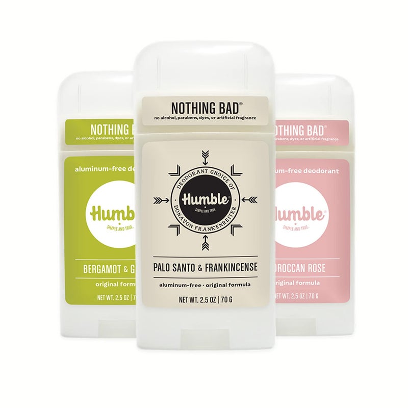 HUMBLE SIMPLE AND TRUE. HUMBLE BRANDS Original Formula Aluminum-free Deodorant. Long Lasting Odor Control with Baking Soda and Essential Oils, Zesty & Earthy, 2.5 oz, 3 Pack Combo - Image 1