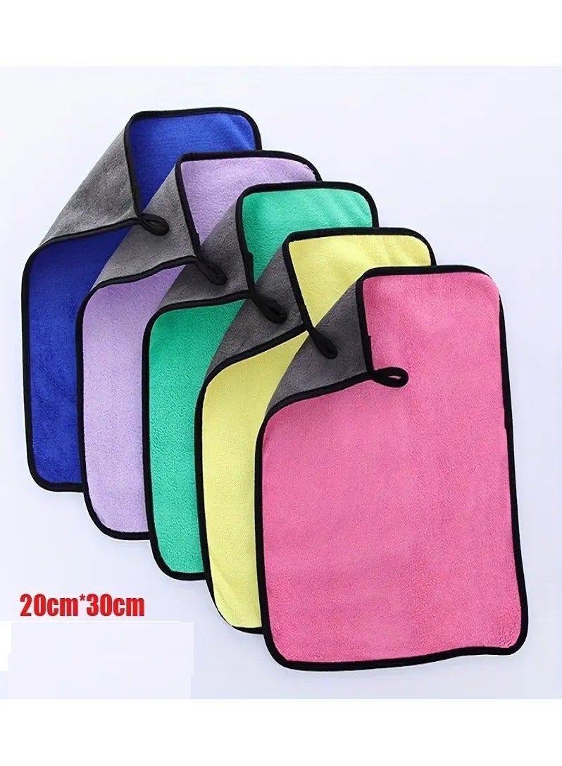 5 قطع من مناشف مايكروفايبر فائقة الامتصاص - سميكة وناعمة لتنظيف وتفصيل السيارات والمطبخ - 20 سم × 30 سم  - مناشف مايكروفايبر  مناشف مطبخ - مناشف سيارات - Image 1