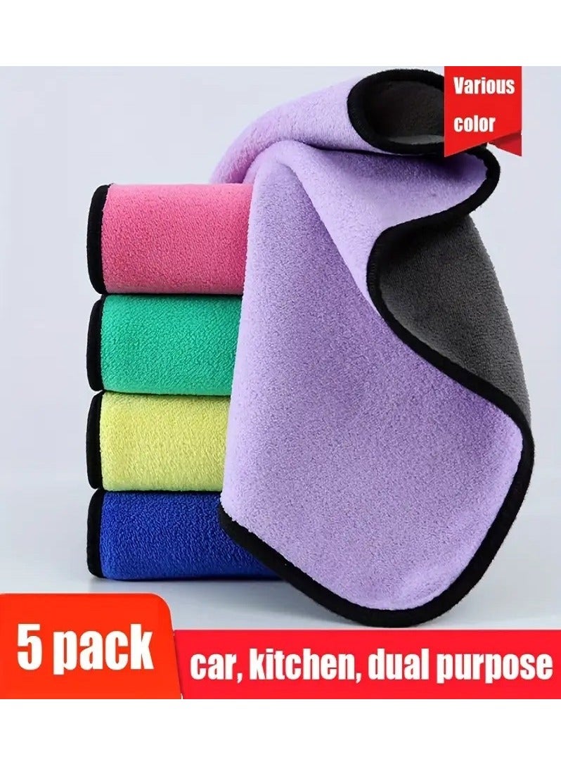 5 قطع من مناشف مايكروفايبر فائقة الامتصاص - سميكة وناعمة لتنظيف وتفصيل السيارات والمطبخ - 20 سم × 30 سم  - مناشف مايكروفايبر  مناشف مطبخ - مناشف سيارات - Image 3