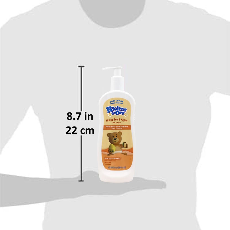 Ricitos de Oro Honey and Argan Baby Body Lotion That Helps Smooth Baby Skin -Hypoallergenic with Honey Bee Extract Delicious Scent, 2-Pack of 12.8 FL Oz Each, 2 Bottles. - Image 5