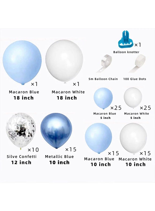 Zeemey 119-pcs Blue White Latex Decorative Balloon Arch Garland Set - Perfect for Graduation Baby Shower Wedding Birthday Bachelorette Party Backdrop Decoration - Suitable for Indoor and Outdoor - Image 2