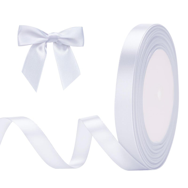 G2PLUS White Stain Ribbons  22M Thick Fabric Gift Wrap Ribbons for Crafting Wedding  Valentines Day Decoration