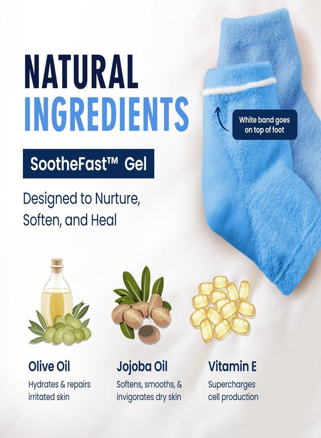 Dr. Frederick's Original Moisturizing Fuzzy Heel Socks for Dry Cracked Heels Treatment - Infused with Olive Oil, Jojoba Oil and Vitamin E - 2 Pairs - Stocking Stuffers for Adults - Blue Haven - Image 5