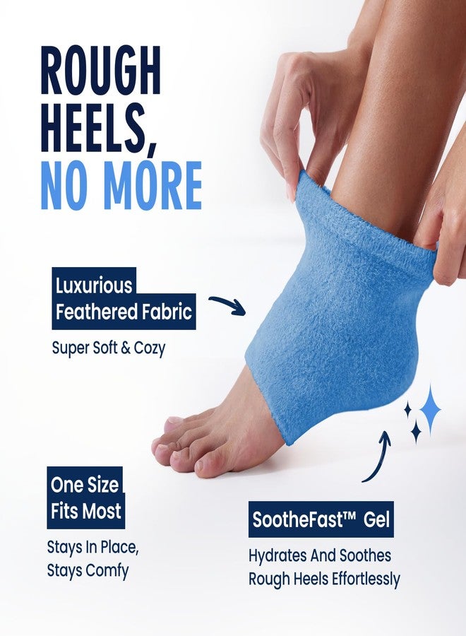 Dr. Frederick's Original Moisturizing Fuzzy Heel Socks for Dry Cracked Heels Treatment - Infused with Olive Oil, Jojoba Oil and Vitamin E - 2 Pairs - Stocking Stuffers for Adults - Blue Haven - Image 3