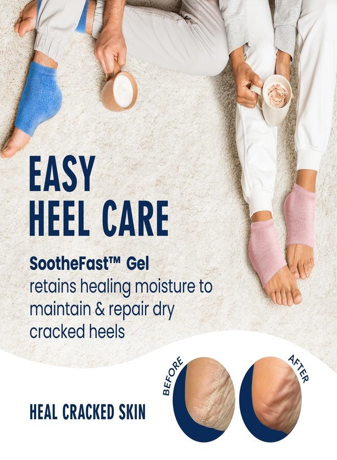 Dr. Frederick's Original Moisturizing Fuzzy Heel Socks for Dry Cracked Heels Treatment - Infused with Olive Oil, Jojoba Oil and Vitamin E - 2 Pairs - Stocking Stuffers for Adults - Blue Haven - Image 2