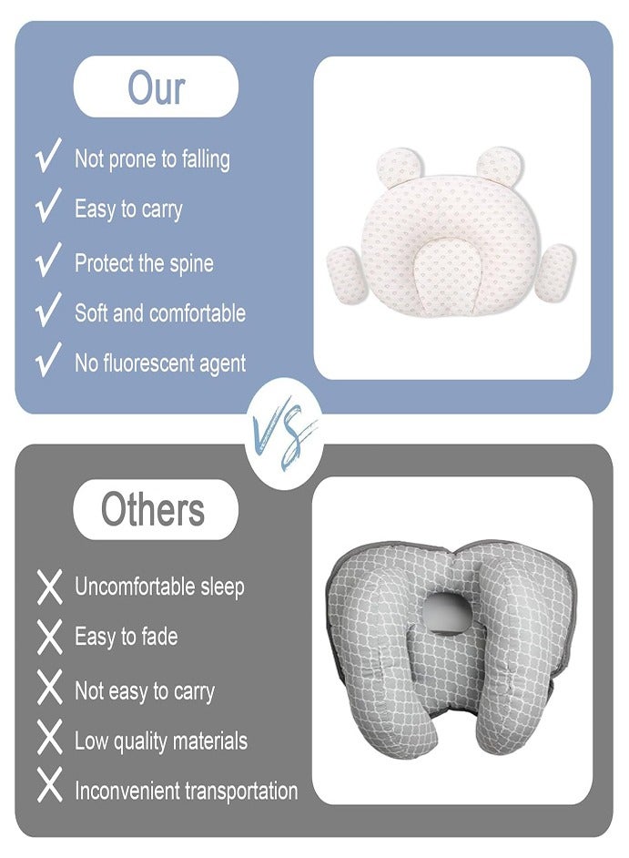 وسادة لتشكيل رأس الطفل، وسادة رغوية مريحة للرضع لمنع تسطح الرأس، وسادة دعم رأس مريحة للرضع حديثي الولادة مع غطاء من القطن العضوي للاستخدام في المهد، عربة الأطفال، ومقعد السيارة - Image 3