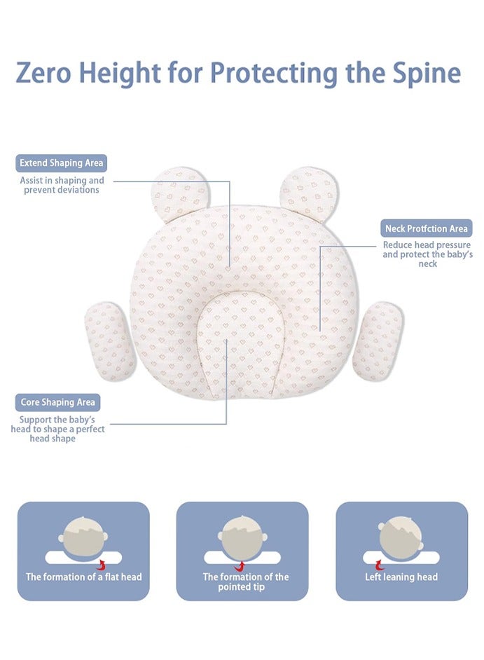 وسادة لتشكيل رأس الطفل، وسادة رغوية مريحة للرضع لمنع تسطح الرأس، وسادة دعم رأس مريحة للرضع حديثي الولادة مع غطاء من القطن العضوي للاستخدام في المهد، عربة الأطفال، ومقعد السيارة - Image 4