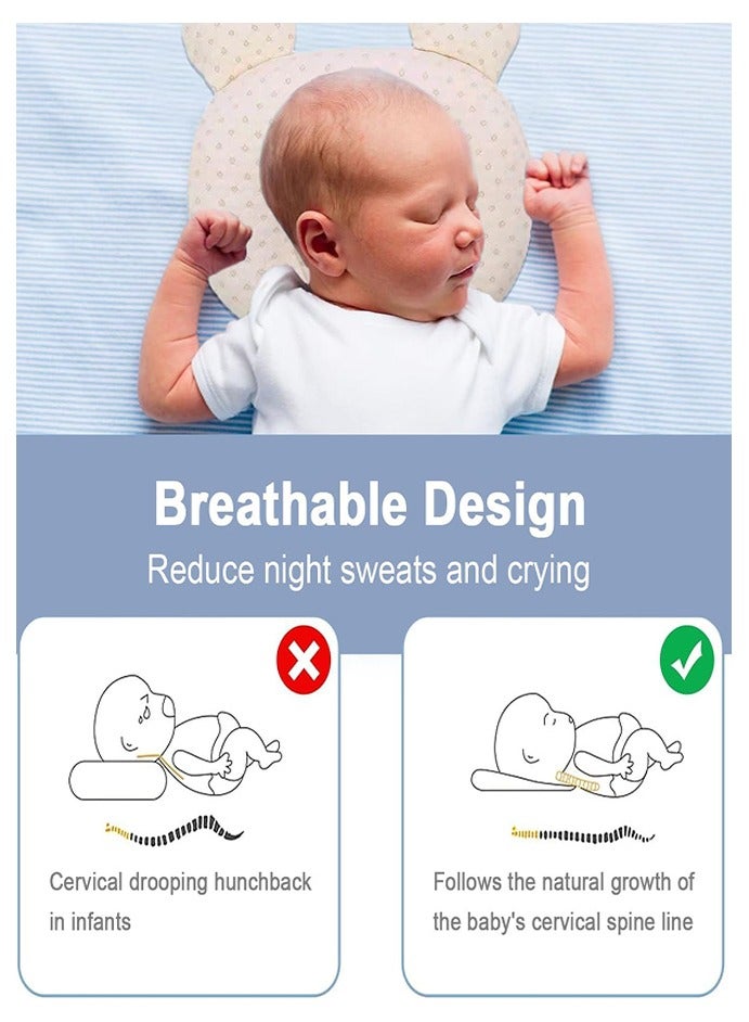 وسادة لتشكيل رأس الطفل، وسادة رغوية مريحة للرضع لمنع تسطح الرأس، وسادة دعم رأس مريحة للرضع حديثي الولادة مع غطاء من القطن العضوي للاستخدام في المهد، عربة الأطفال، ومقعد السيارة - Image 2